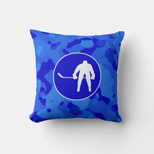 Blue Camouflage; Camouflage Hockey Kissen (Vorderseite)