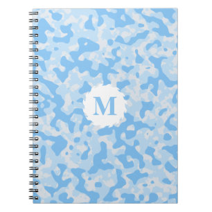 Blue Camouflage Camouflage Monogram Initial Notizblock