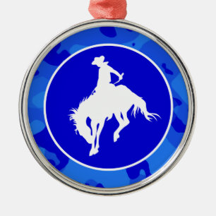 Blue Camouflage; Camouflage Rodeo Silbernes Ornament