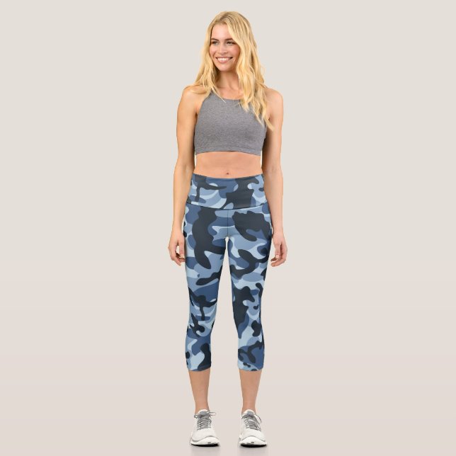 Blue Camouflage Capri Leggings (Vorderseite)