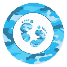 Blue Camouflage Junge Babydusche Umschlag Aufklebe