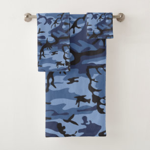 Blue Camouflage, Militär, Armee Badhandtuch Set
