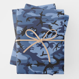 Blue Camouflage, Militär, Armee Geschenkpapier Set