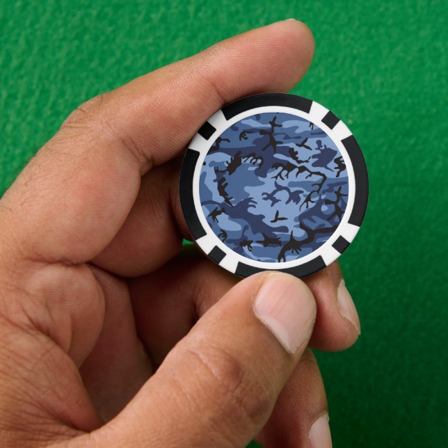 Blue Camouflage, Militär, Armee Pokerchips (Hand)