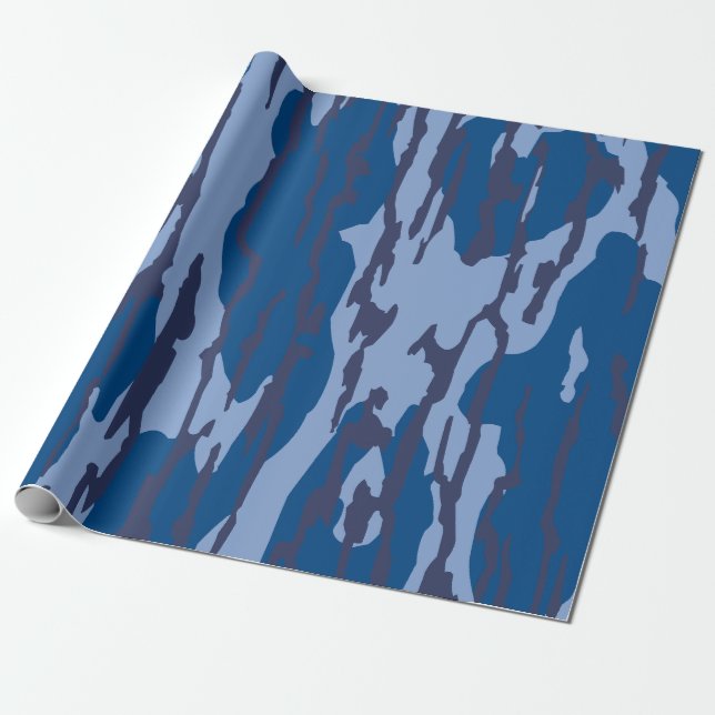 Blue Camouflage Military Pattern Blue Camouflage Geschenkpapier (Ungerollt)
