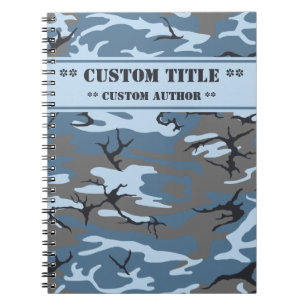 Blue Camouflage Notebook mit Titel/Autor-Block Notizblock