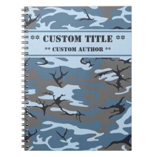 Blue Camouflage Notebook mit Titel/Autor-Block Notizblock