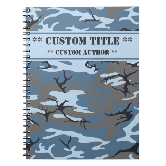 Blue Camouflage Notebook mit Titel/Autor-Block Notizblock (Vorderseite)