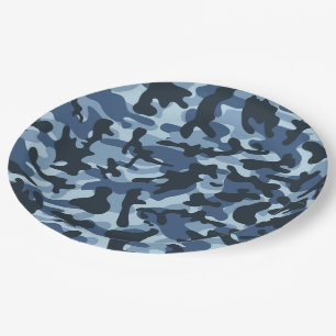 Blue Camouflage Pappteller