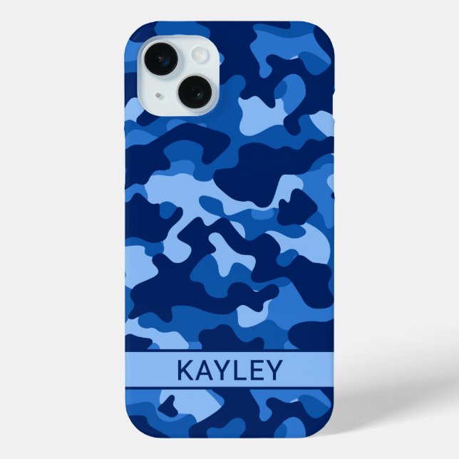 Blue Camouflage Personalized Case-Mate iPhone Hülle (Rückseite)