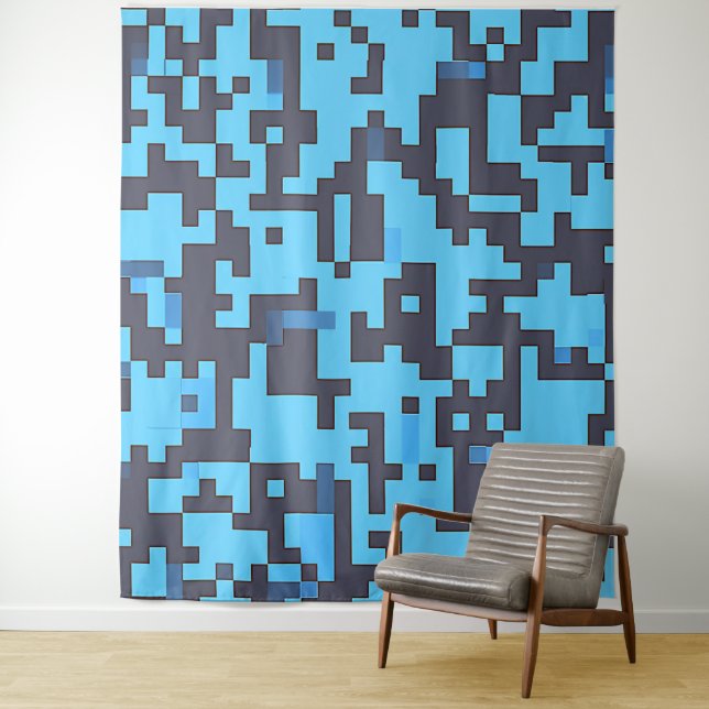 Blue Camouflage Tapestry Wandteppich (Beispiel)