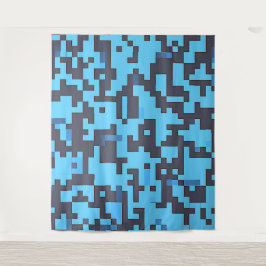 Blue Camouflage Tapestry Wandteppich