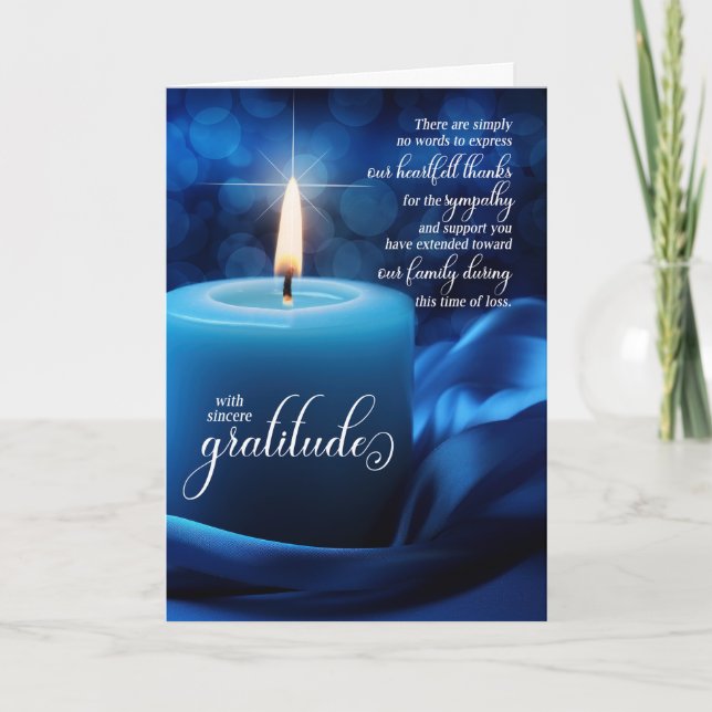 Blue Candle Beileid Condolences Dankeskarte (Vorderseite)