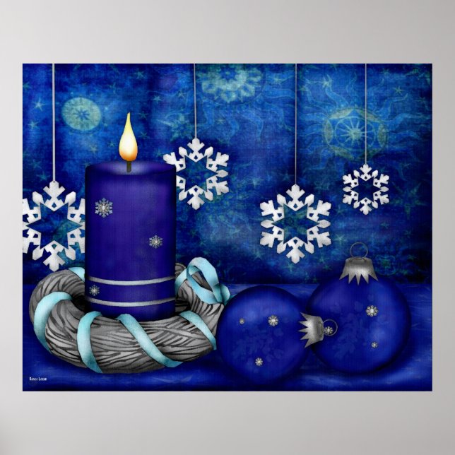 Blue Candle Christmas Poster (Vorne)
