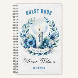 Blue Candle First Holly Communion Gästebuch Notizbuch