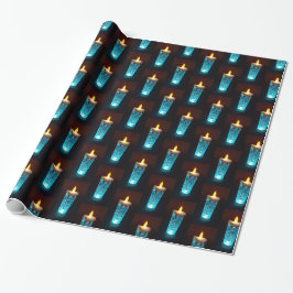 Blue Candles Candlelight Diwali Weihnachten Geschenkpapier