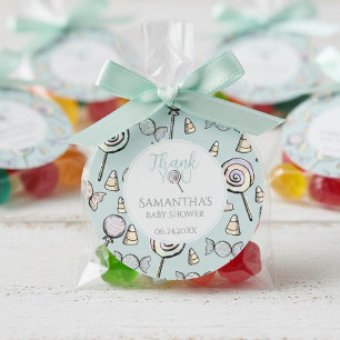 Blue Candy Themed Baby Dusche Vielen Dank Sticker