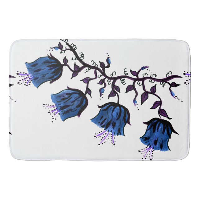 Blue Canterbury Bells Blume Reben Badematte (Vorderseite)
