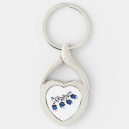 Blue Canterbury Bells Twisted Heart Metal Schlüsse Schlüsselanhänger