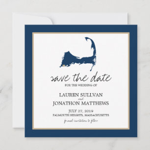 Blue Cape Cod Map Hochzeit speichern Sie das Datum Save The Date
