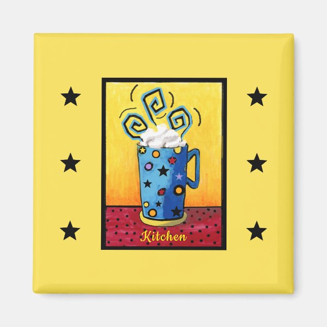 Blue Cappuccino Kitchen Magnet (Vorne)