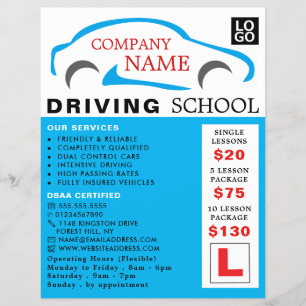 Blue Car Logo, Fahrschule, Lehrerwerbung Flyer