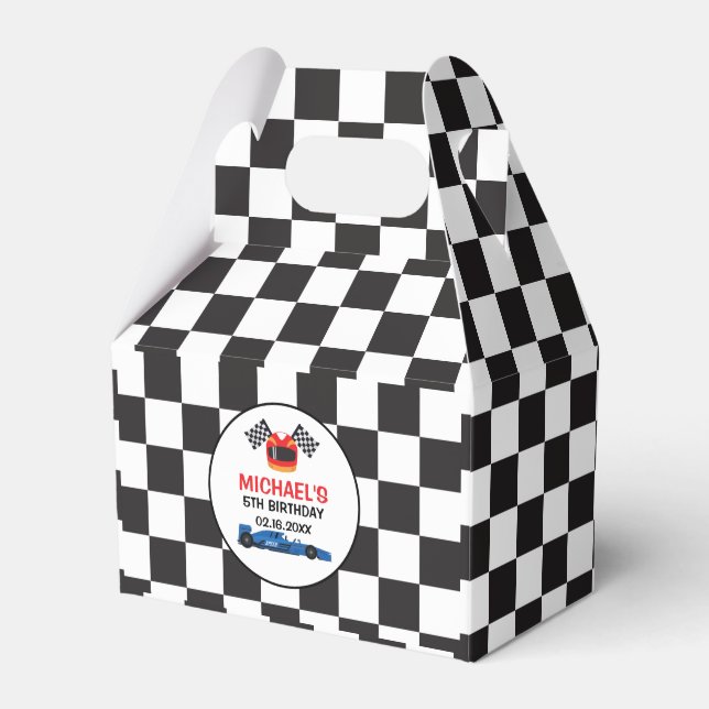 Blue Car Racing Birthday  Caja de regalo Geschenkschachtel (Vorderseite)