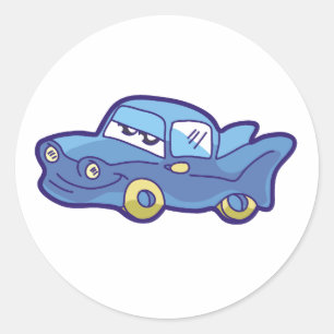 Blue Car Runder Aufkleber