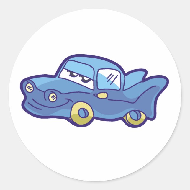 Blue Car Runder Aufkleber (Vorderseite)