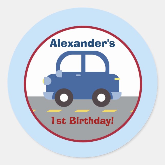 Blue Car Town Runde Custom Gevor Sticker (Vorderseite)