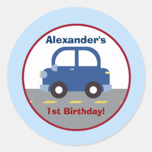 Blue Car Town Runde Custom Gevor Sticker