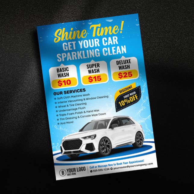 Blue Car Wash Auto im Detail Auto Reinigung Waxen Flyer (Von Creator hochgeladen)