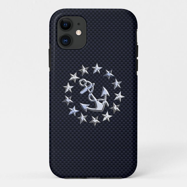 Blue Carbon Fiber Style Chrome like Yacht Flag Case-Mate iPhone Hülle (Rückseite)