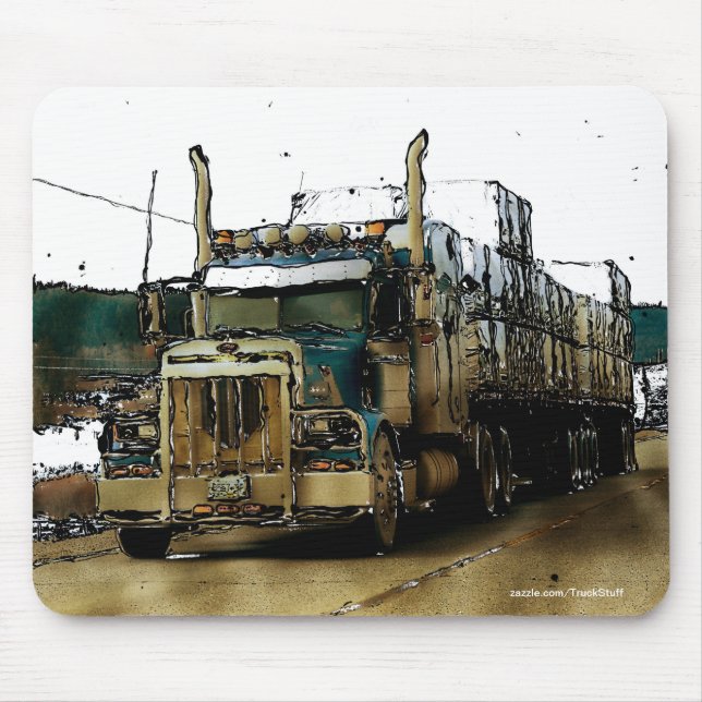 Blue Cargo Truck - LKW und Autobahn Art 2 Mousepad (Vorne)