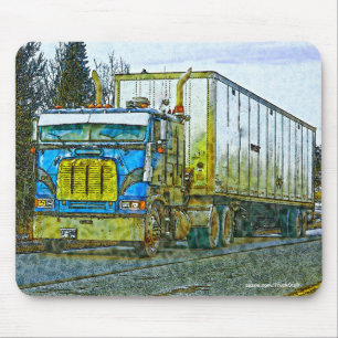 Blue Cargo Truck - LKW und Highway Art Mousepad