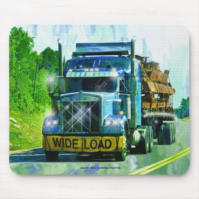 Blue Cargo Truck Schwertransporter Geschenk Mousepad (Vorne)