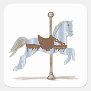 Blue Carousel Horse Sticker