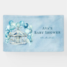 Blue Carousel mit Arch Balloons Boy Baby Dusche