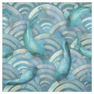 Blue Carp Koi Fischmuster Stoff