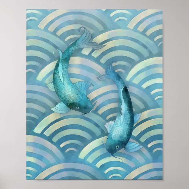 Blue Carp Koi Fish Poster (Vorne)