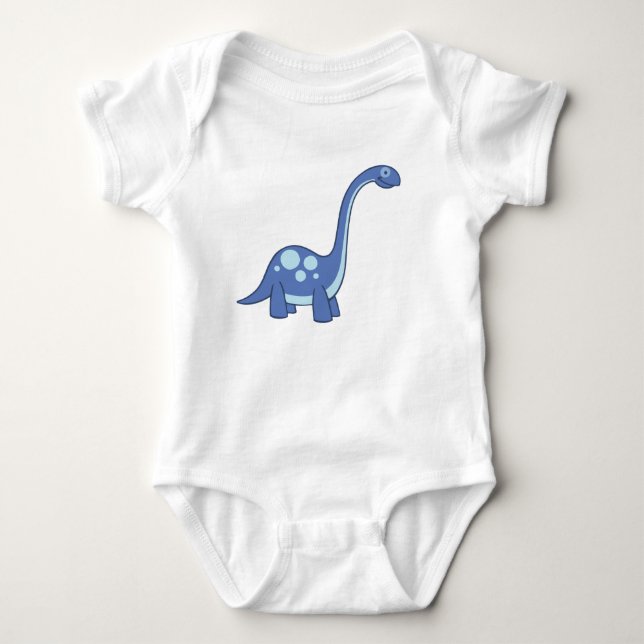 Blue Cartoon Apatosaurua Dinosaur Baby One-Piece Baby Strampler (Vorderseite)