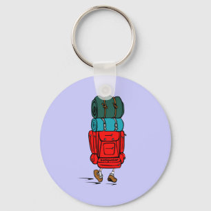 Blue Cartoon Backpacker Hiker Schlüsselanhänger