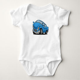 Blue Cartoon Car Baby Strampler