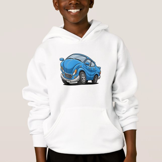 Blue Cartoon Car Hoodie (Vorderseite)