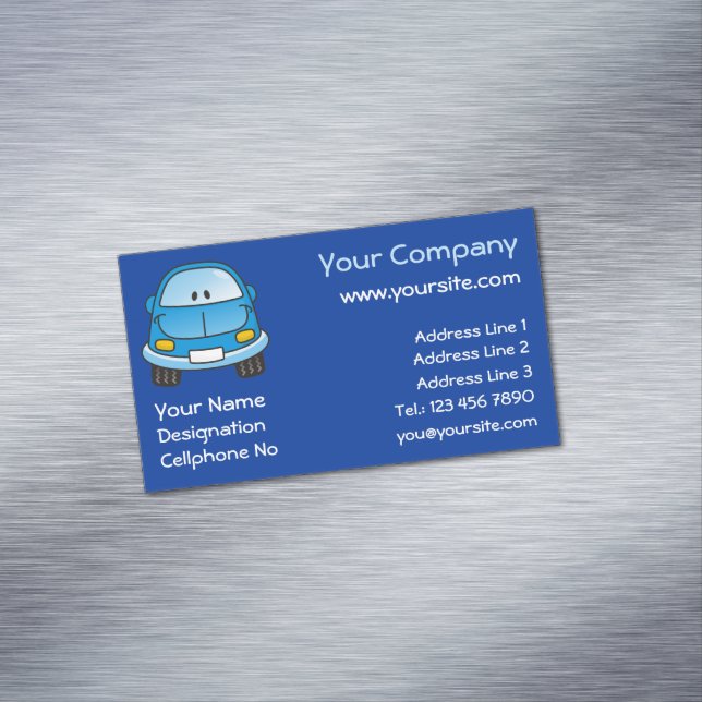Blue Cartoon Car Magnetische Visitenkarte (Beispiel)