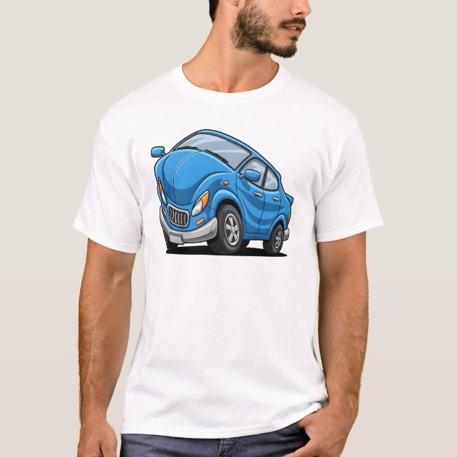 Blue Cartoon Car T-Shirt (Vorderseite)