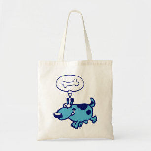 Blue Cartoon Chien pensant à l'os Sac