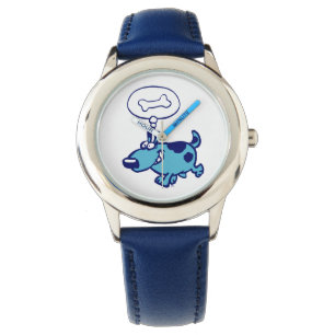 Blue Cartoon Dog denken an die Überwachung der Kno Armbanduhr