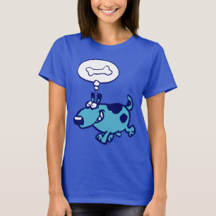 Blue Cartoon Dog denken an Knochen Frauen T - Shir T-Shirt