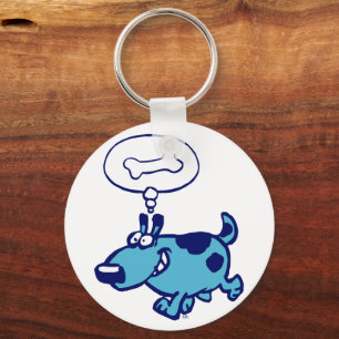 Blue Cartoon Dog denken an Schlüsselanhänger
